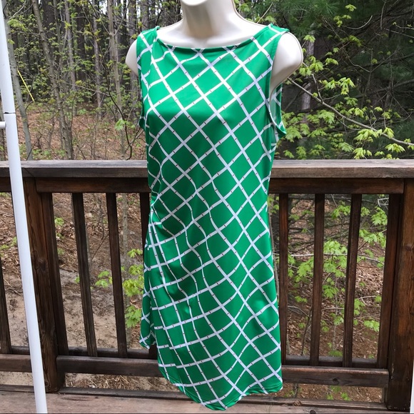 Haley & The Hound green bamboo pattern stretchy sundress, sml - Picture 3 of 7